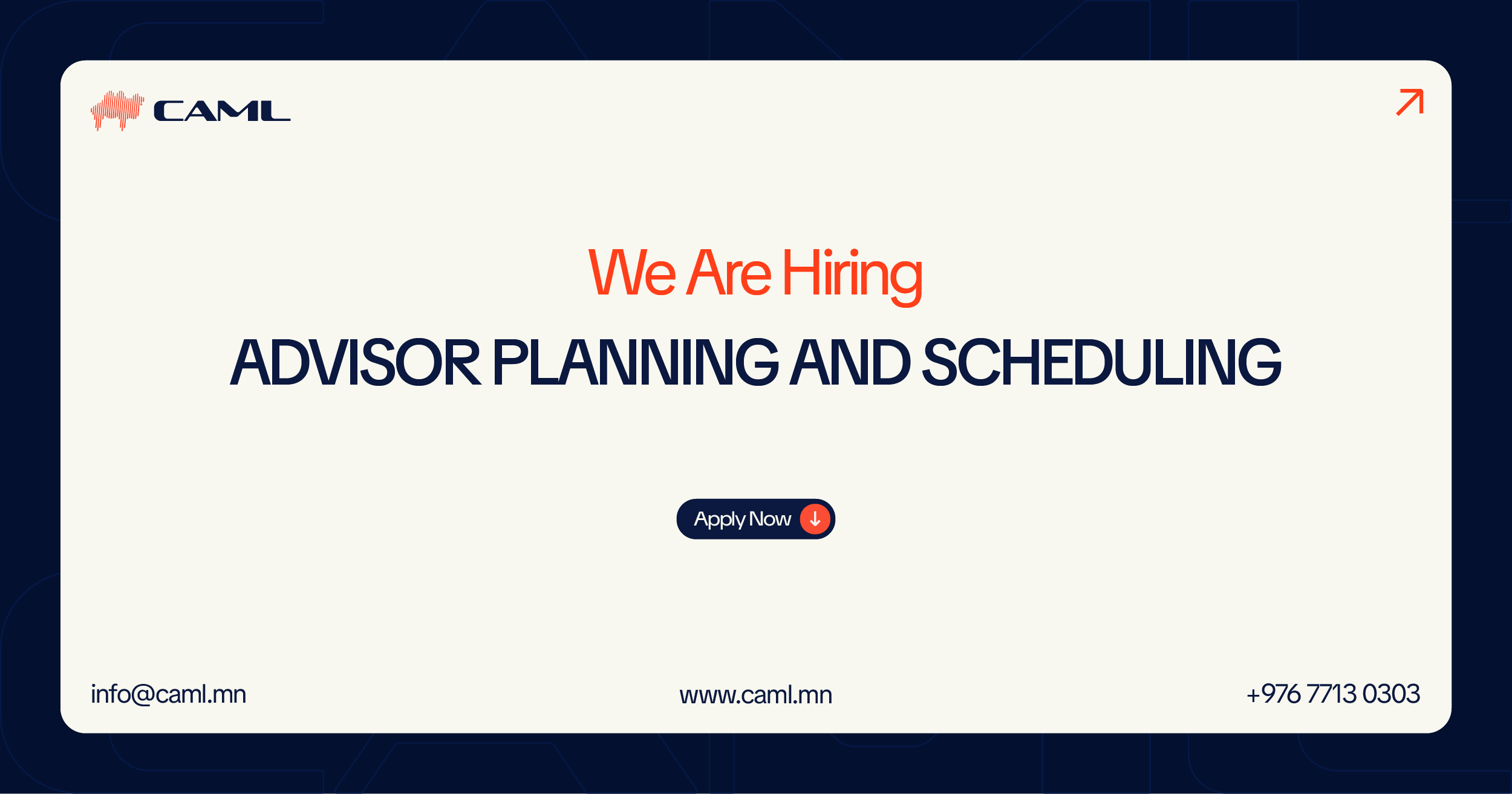 We are hiring an Advisor Planning and Scheduling.